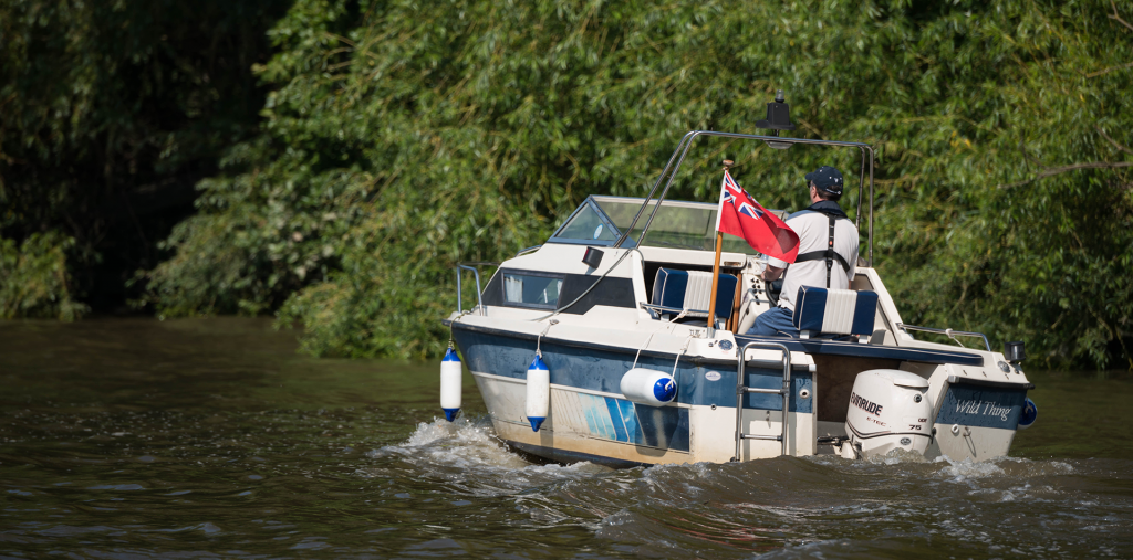 Motor boating on the tidal Thames
